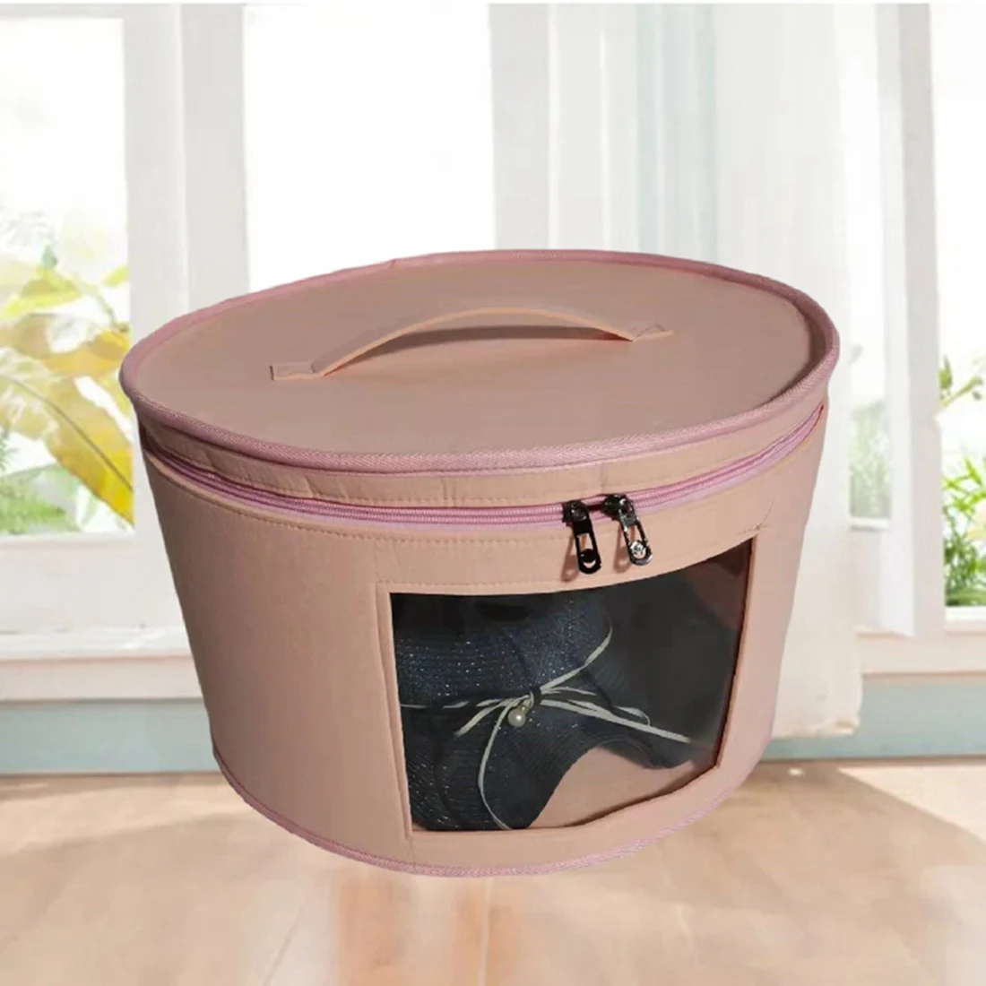 Hat Box Organizer Round Travel Hat Boxes Foldable Hat Storage Bag with Dustproof Lid Large Hat Storage Box Hat Boxes D