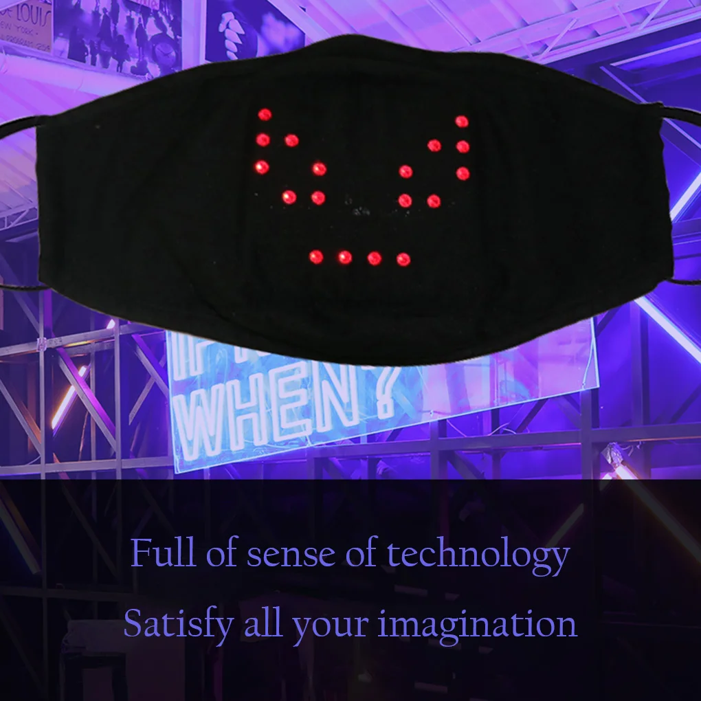 Cloth Soft And Comfortable LED Mask For Halloween Cosplay Parties Multi-functional Halloween Mask Black+1Pcs 21.5x12cm