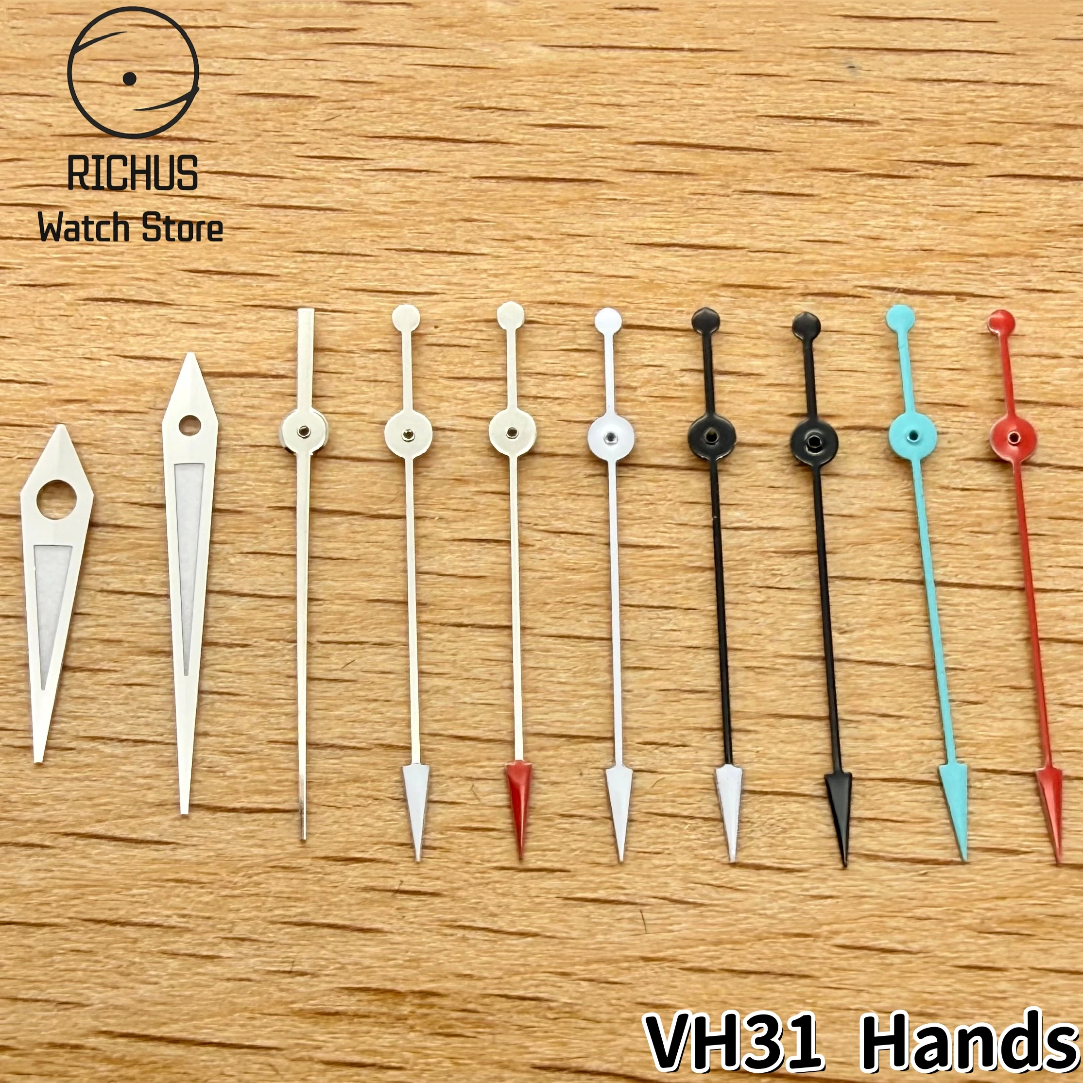 Silver Watch Hands Green Luminous Fit for VH31 Quartz Movement Sweep Seconds Pointer Mod Parts