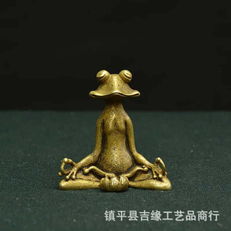 Antique Brass Seat Zen Frog Decoration Solid Frog Lotus Incense Stick Tea Ornaments Tea Art Decoration Gift