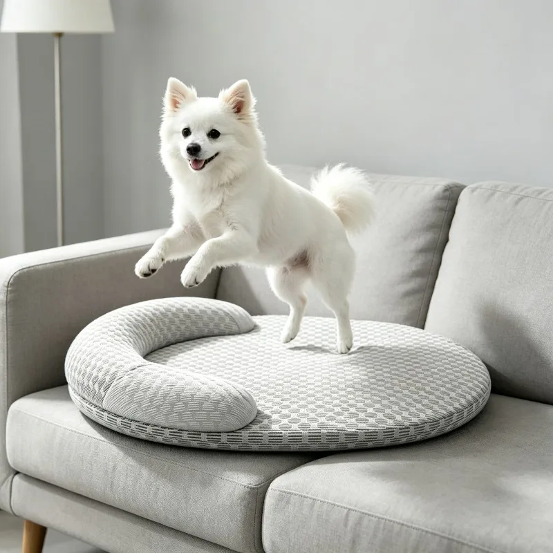 Ice Silk Cat Mat Summer Cooling Dog Bed Oval Pet Nest Breathable Heat Dissipation Cooling Pad for Small Medium Large Dogs Cats