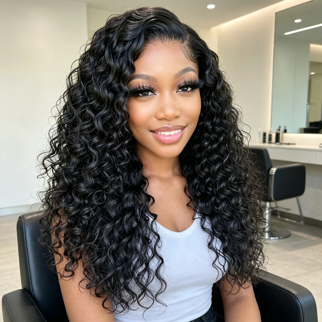 13x4 Lace Front Deep Curly Human Hair Wig for Women,Natural Hairline, Soft & Bouncy Deep Curly Lace Frontal Wig, Human Hair Wigs