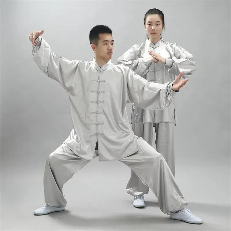 Chinese Traditional Clothing Set Man Woman Tai Chi Kung Fu Uniforms 12Colors Wushu Top Pants Training Performance Costumes