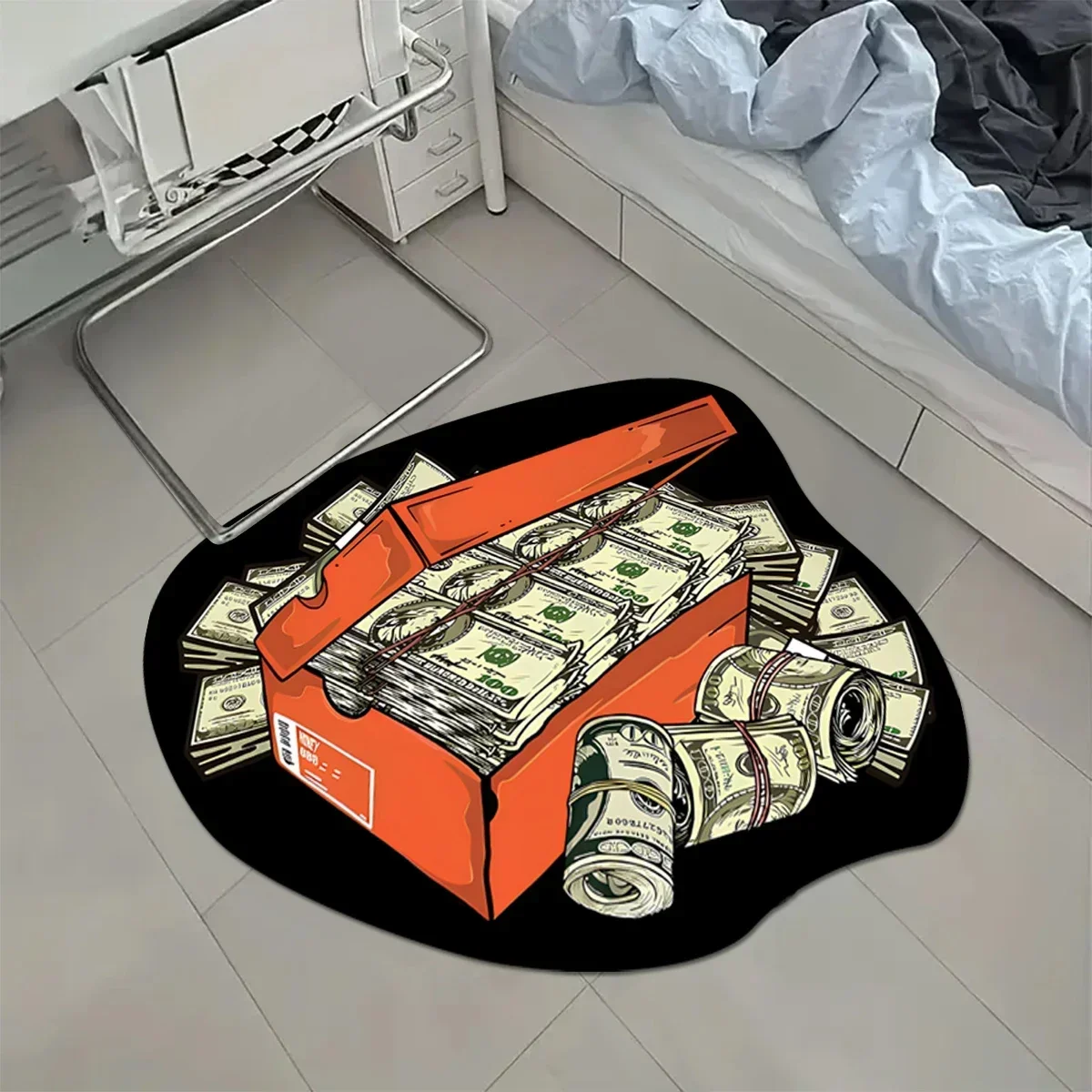 VIKAMA Geldschein-Bodenmatte, Rutschfester Weicher Teppich mit Dollar-Design für Schlafzimmer, Eingangsbereich, Badezimmer-Dekoration – Detail 3