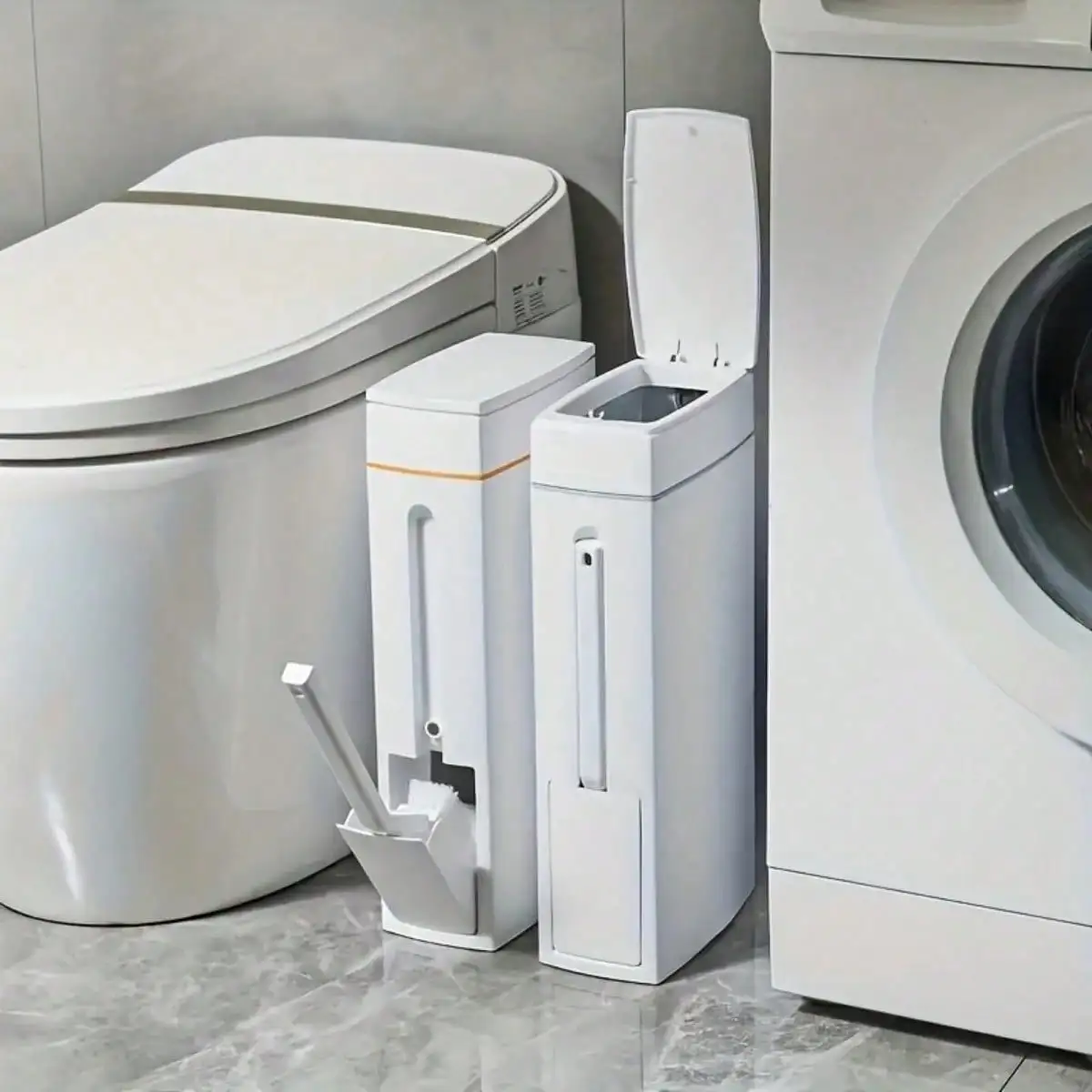 

1 Bathroom Trash Can, Home Creative Open Type Trash Can, Covered Press Type Bathroom Trash Can, Simple Paper Basket, Large Capac