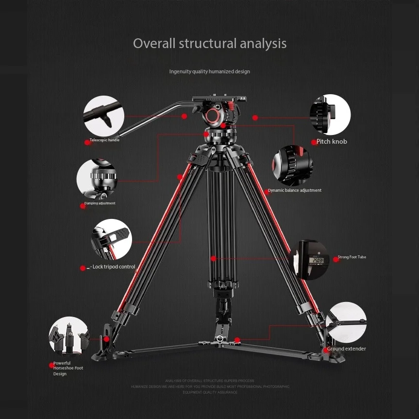 miliboo M15DL Multi-position Video Tripod Camera Tripod Movie Video Shooting DSLR Hydraulic Damping Head Set Broadcasting