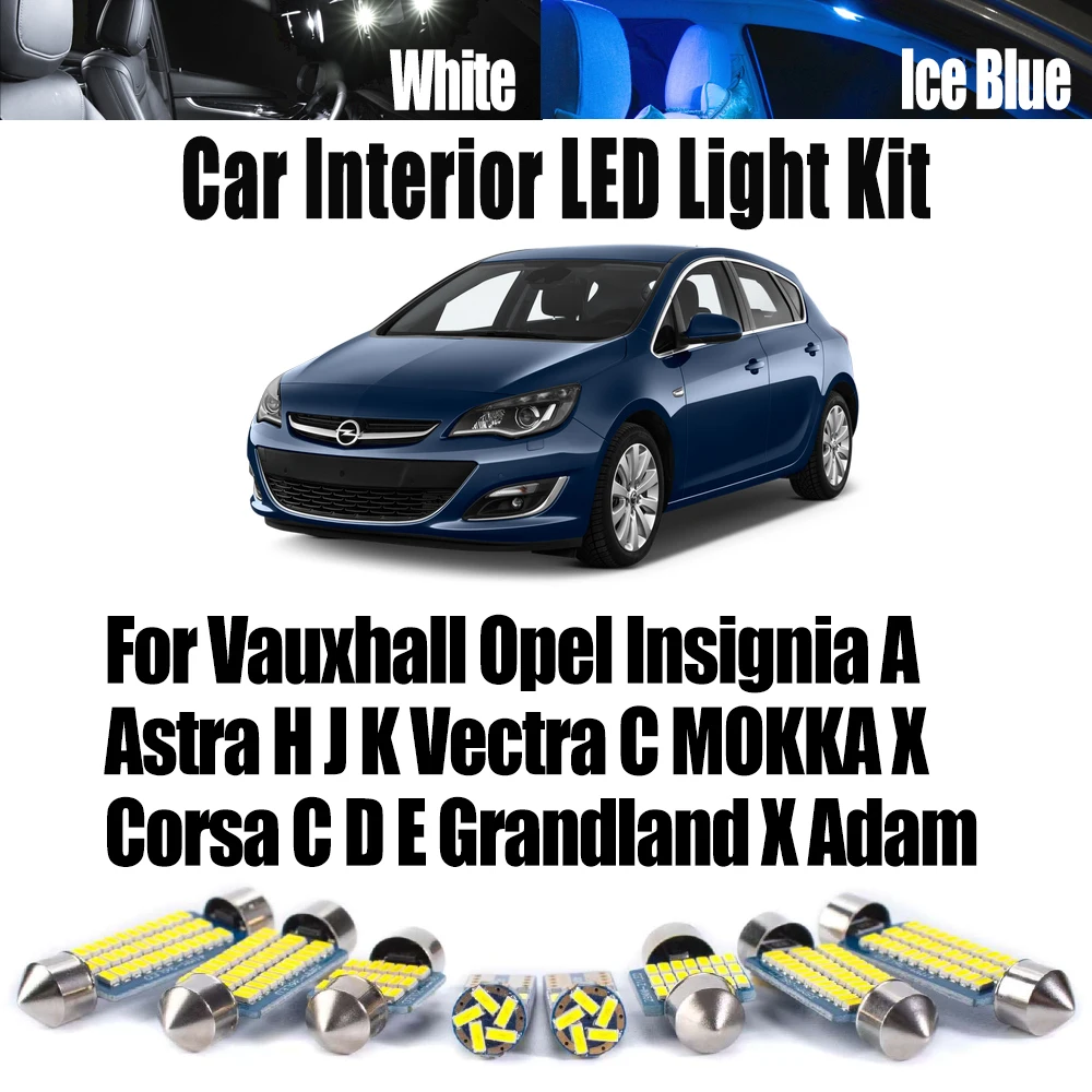 مجموعة إضاءة لمبات داخلية LED للسيارة Canbus لـ Vauxhall Opel Insignia A Astra H J K Vectra C MOKKA X Corsa C D E Grandland X Adam