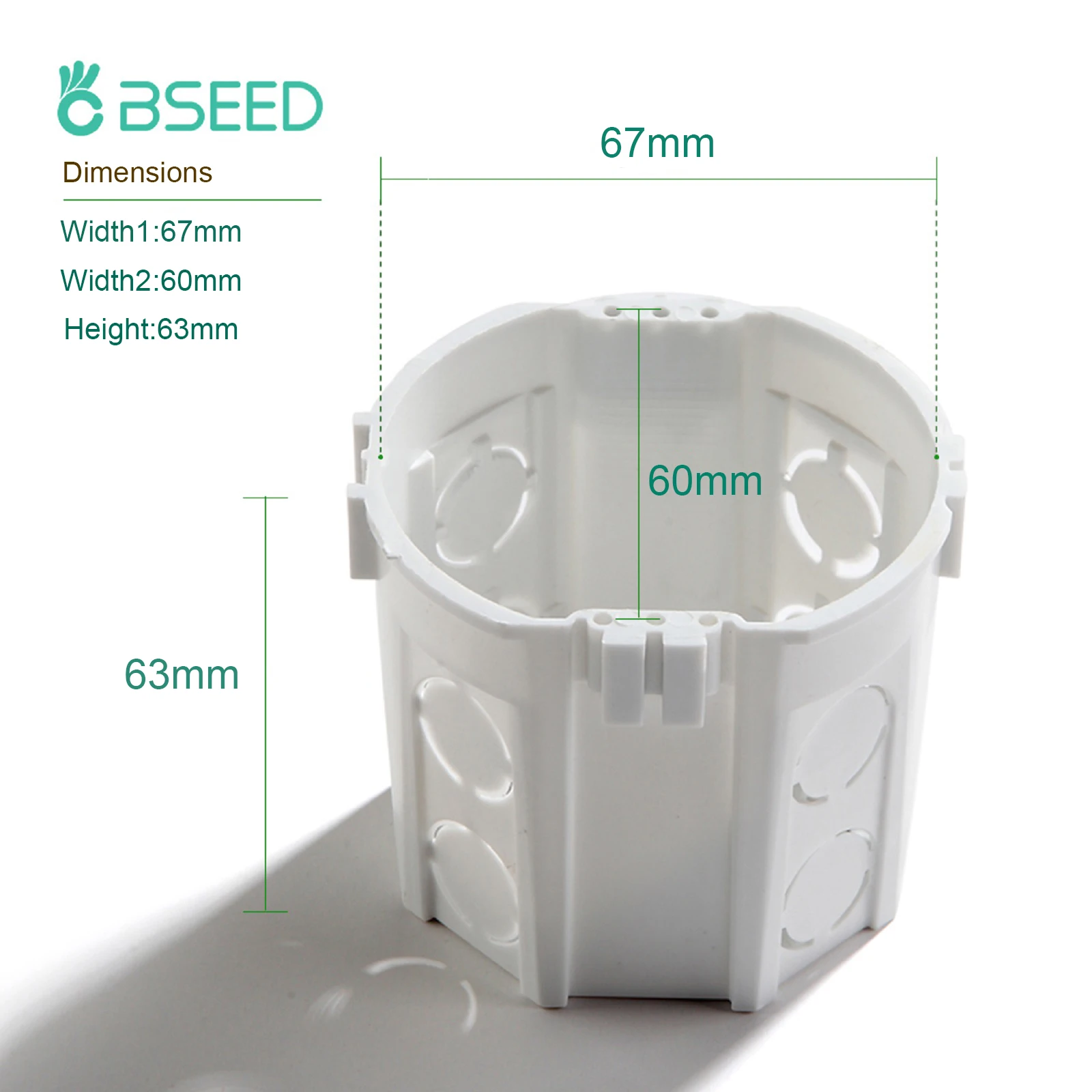 BSEED EU Standard Mounting Box Internal Junction box 86*86 Wall Switch Socket Wiring Cassette Plastic White