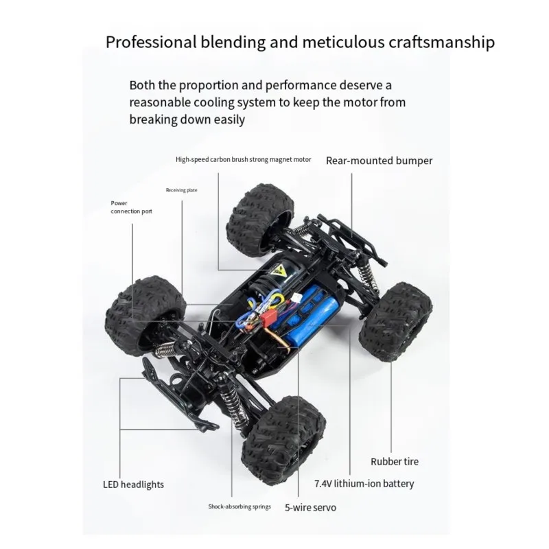 1:16 Scale Remote Control Car,35 Km/H High Speed Remote Control Car Monster Vehicle,RC Truck For Boys And Adults