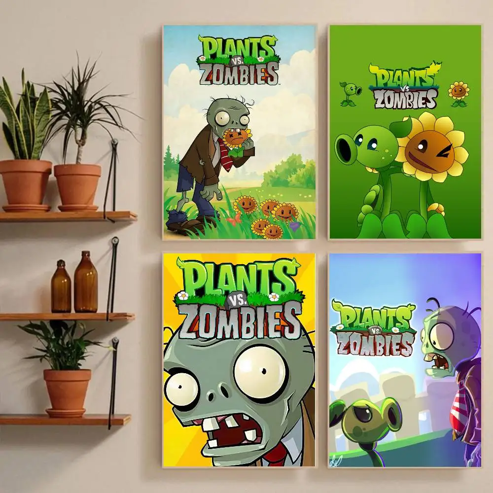 1 Stück klassisches Spiel P-Plants Vs Z-Zombies Poster-Aufkleber, wasserfest, Wandkunst für Wohnzimmer, Schlafzimmer, Heimdekoration