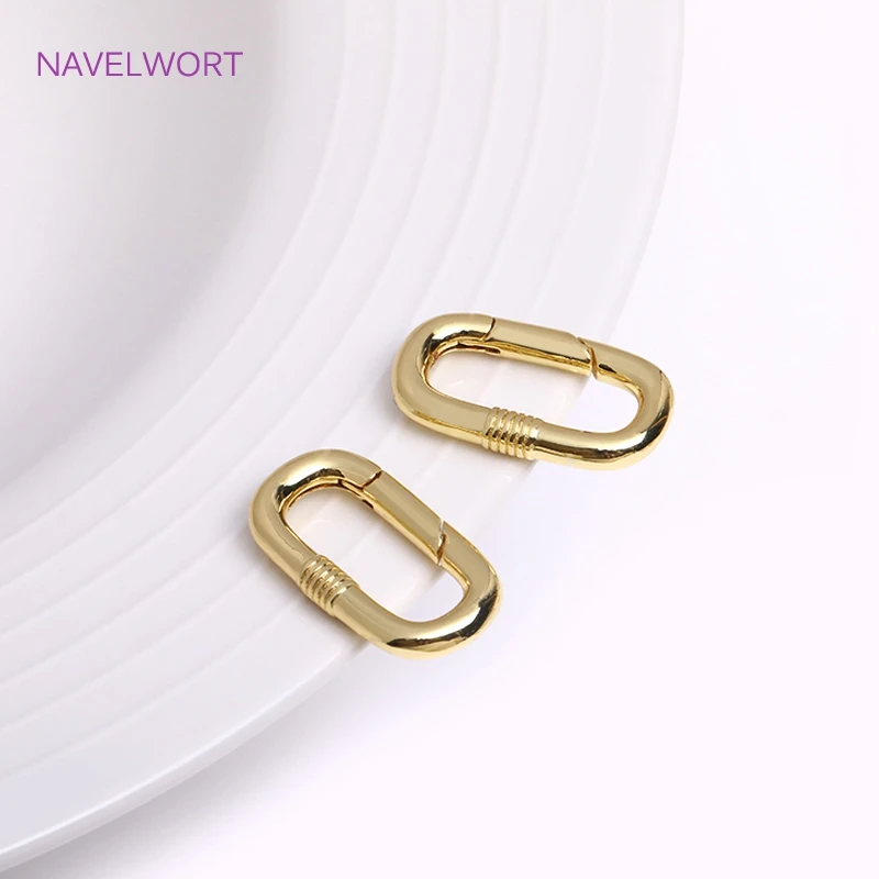 Trendy 18K Gold Plated Brass Heart/Oval Push Clasp Carabiner Spring Clasps For DIY Handmade Jewelry Making Accessories