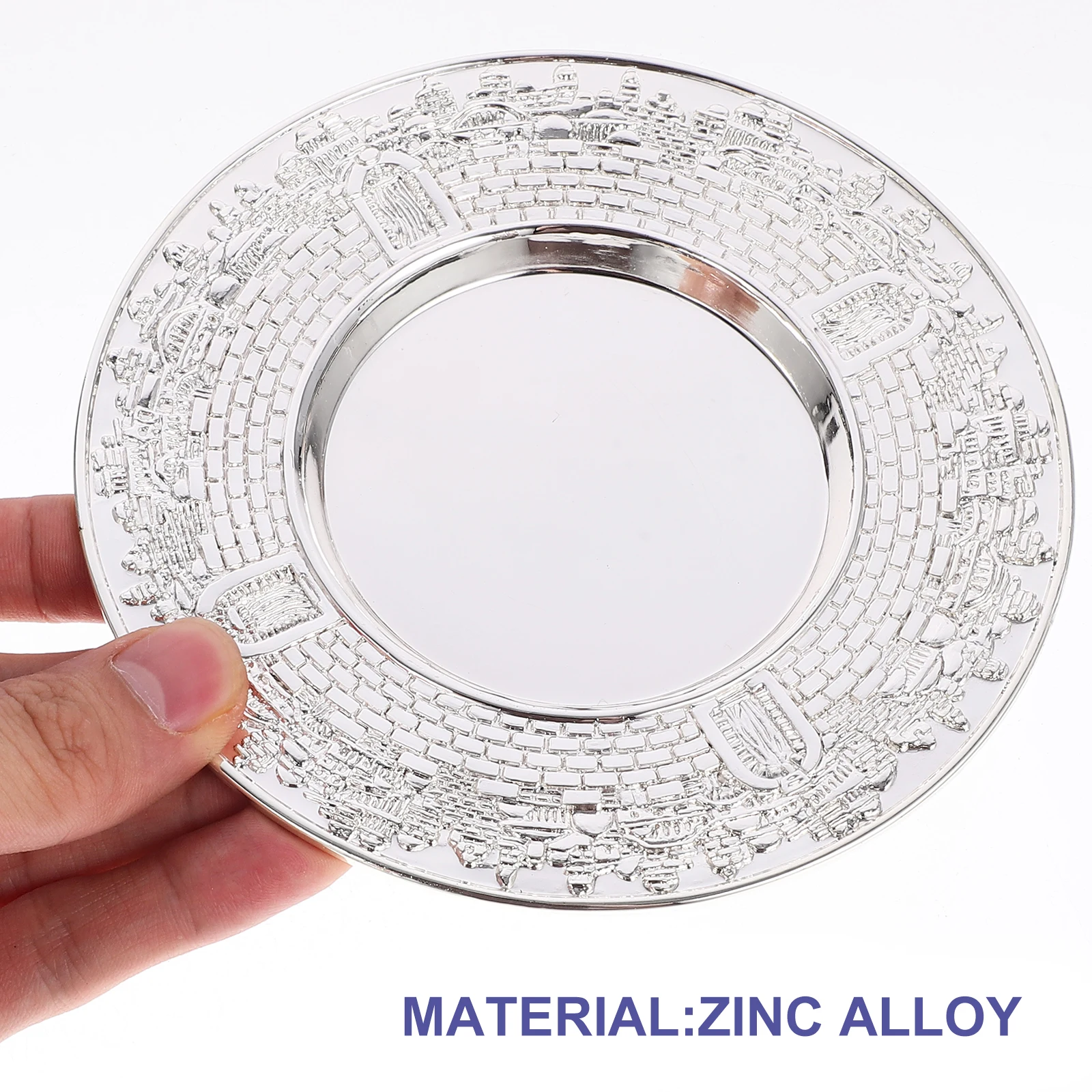 

1Set Zinc Alloy Kiddush Silver Plated Cup Carved Pattern Passover Shabbos Wine Cup Holiday Gift Shabbat Gift Option