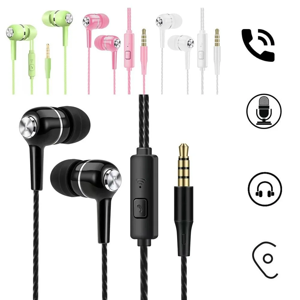 3.5mm Wired Headphones With Bass Earbuds Stereo Earphone Music Sport Gaming Headset With mic For Xiaomi IPhone Huawei Samsung