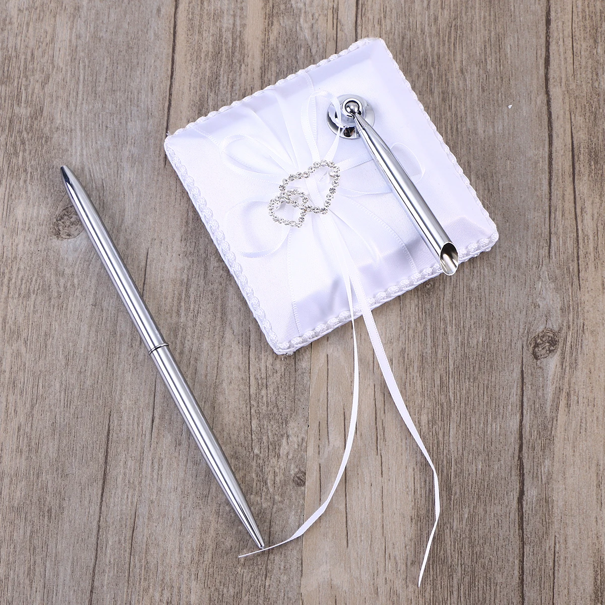 

Wedding Guest Book Set Pen Stand Signature Book Party Decorations Wedding Supplies Accessories Satin Bows White