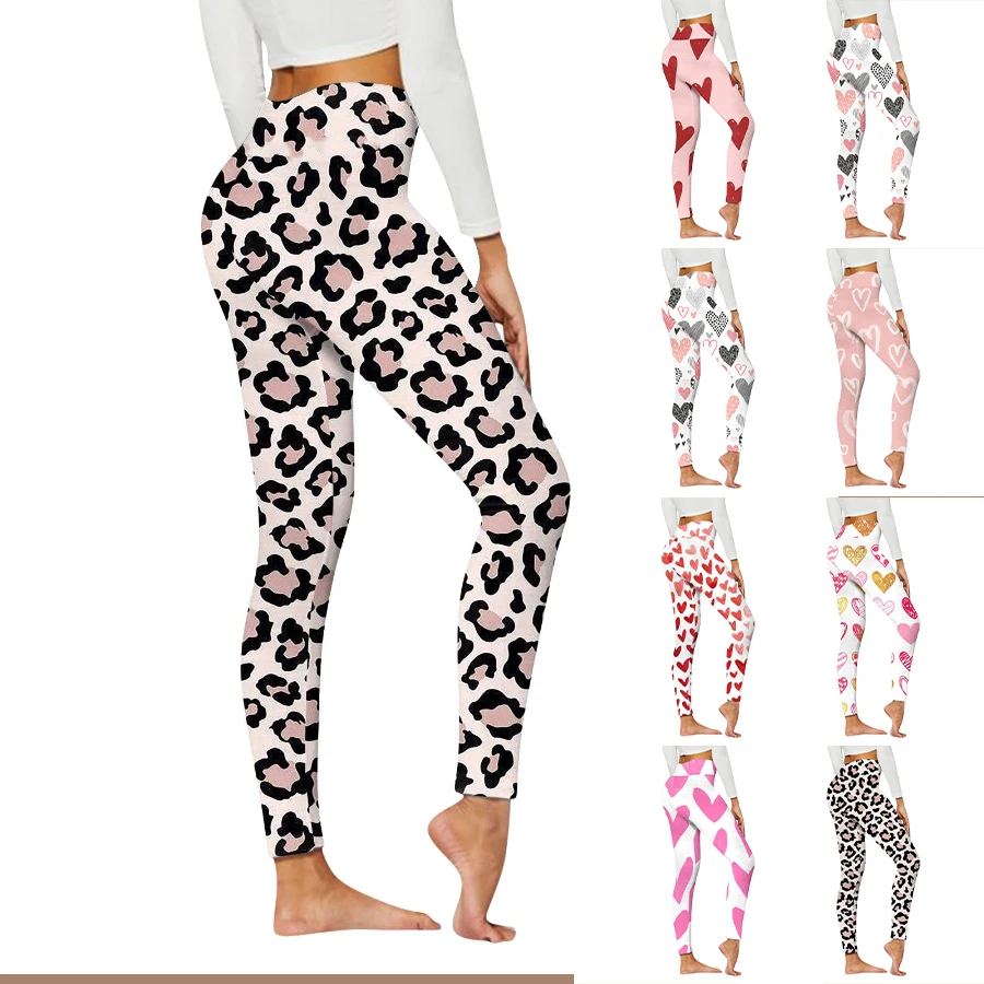 Pantalones de Yoga con estampado de patrón básico para mujer, Leggings elásticos para Yoga, gimnasio, trote, ropa de Fitness, pantalones ajustados