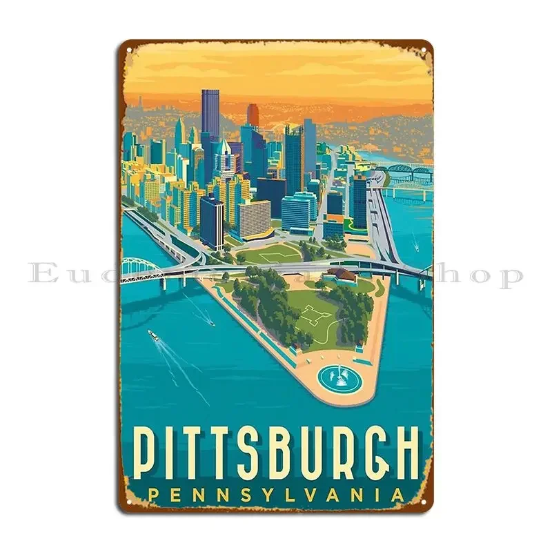 Pittsburgh Pennsylvania Metal Sign Poster Create Iron  Party Painting Plaques Tin Sign Poster