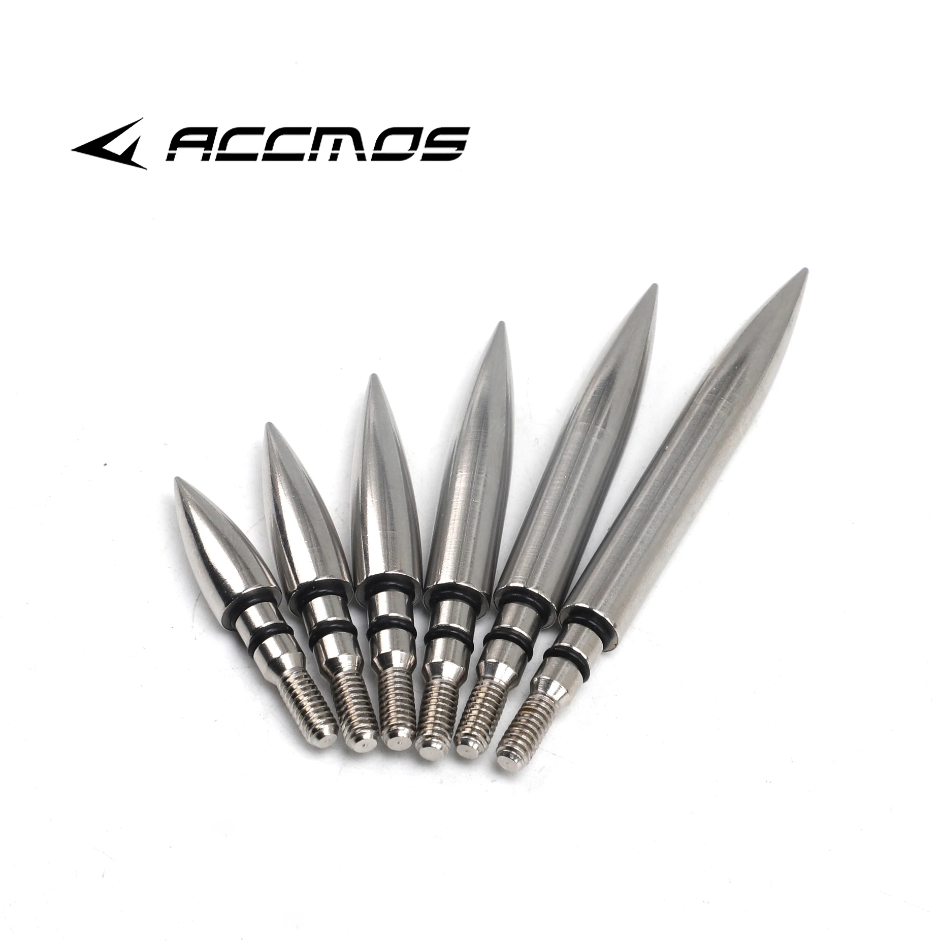 

12PC Stainless Steel Bullet Point Tip 100/125/150/200/250/300grain For ID6.2mm Arrow Shaft Screw Thread Arrowhead with O Ring