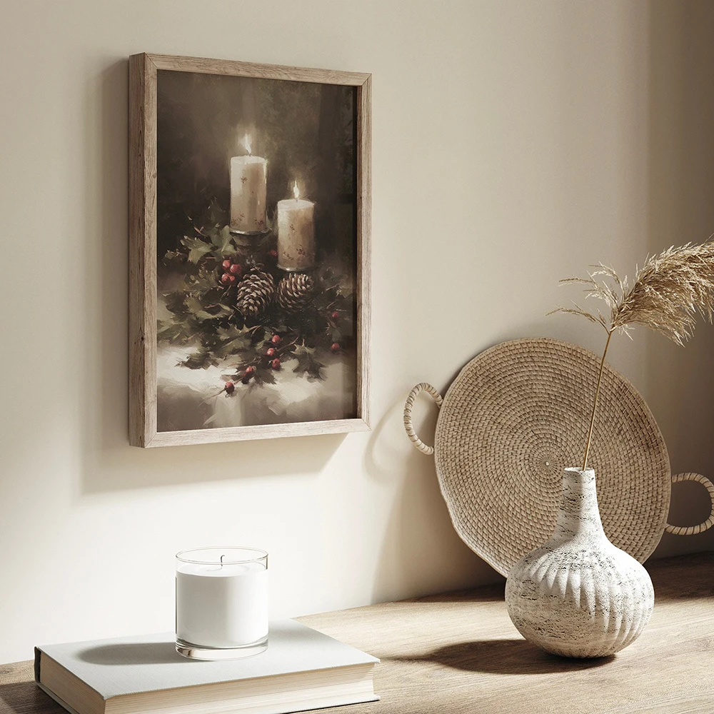 خمر عيد الميلاد طباعة قماش اللوحة عطلة ثلجي الشتاء معرض ديكور الرجعية جدار الفن للطباعة المشارك زينة عيد الميلاد هدية