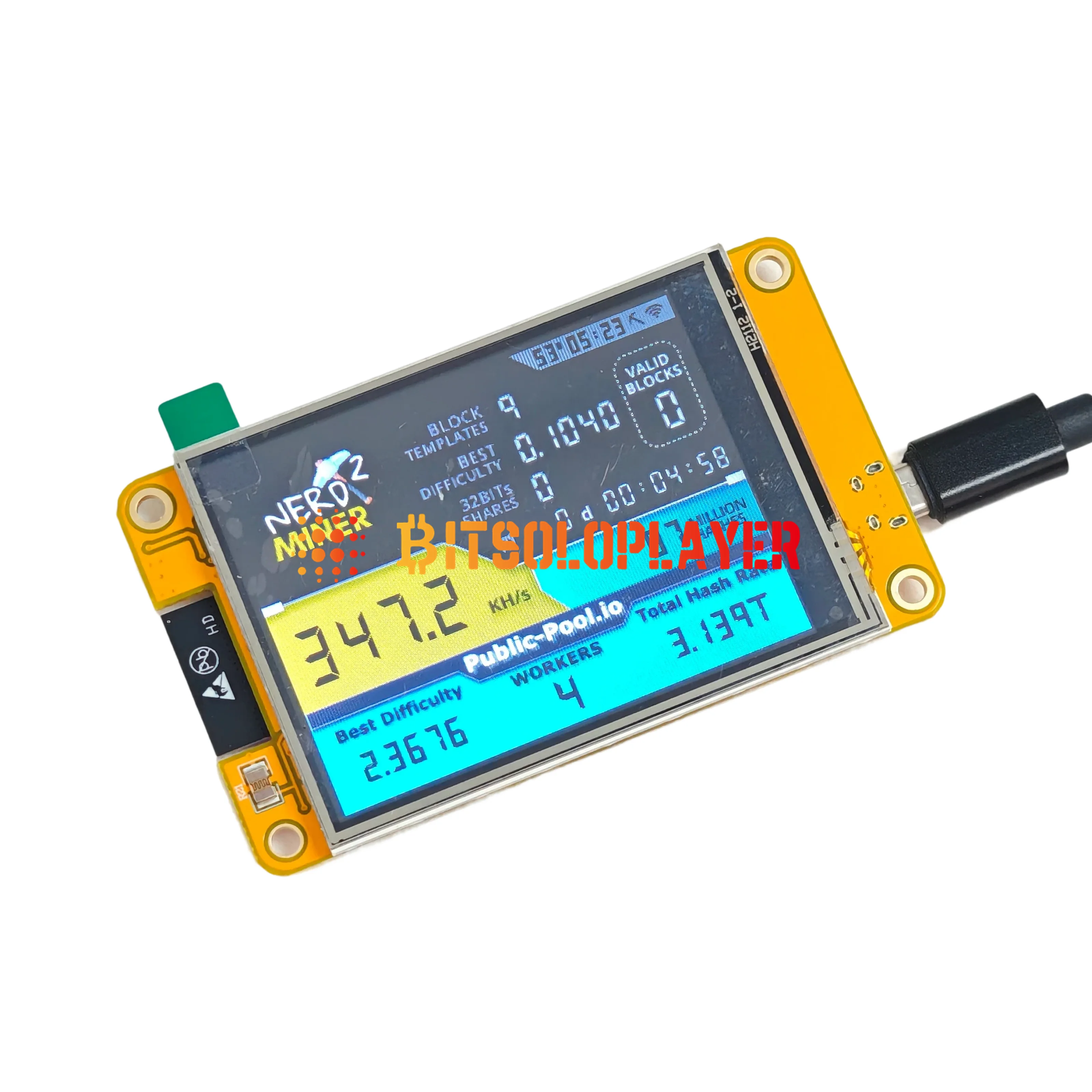 Bitcoin Nerd Miner V2.0 ESP32 2.8 Inch Smart Touch Display BTC Solo Miner 350K/S Win Jackpot Bitcoin Mining Machine