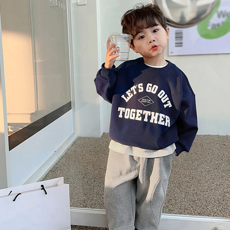 New Children's Hoodies Boy Kids Tshirt Cotton Pullover Tops for Baby Boys Autumn Print Color Clothes