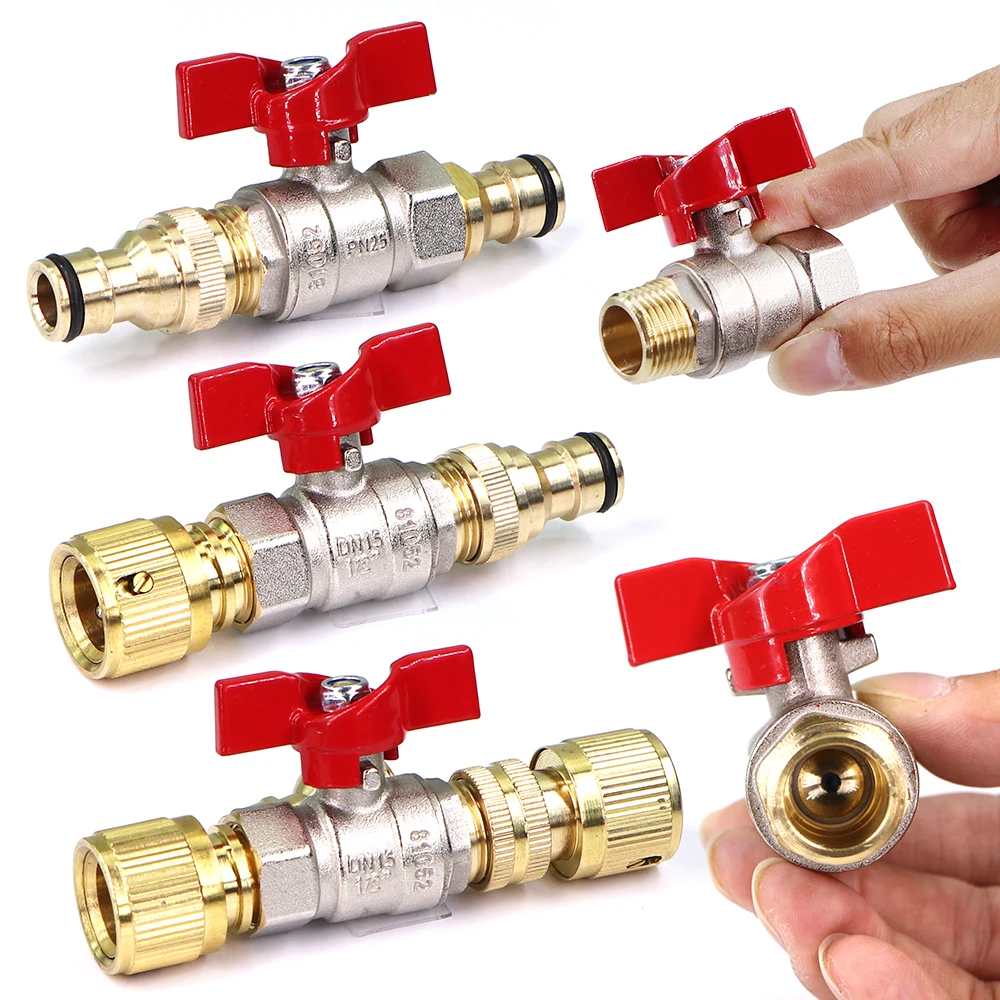 

1/2" Brass Ball Valve Hose Adapter 16mm Pacifier Quick Connector for Garden Irrigation Watering Fitting Extender Coupling Joints