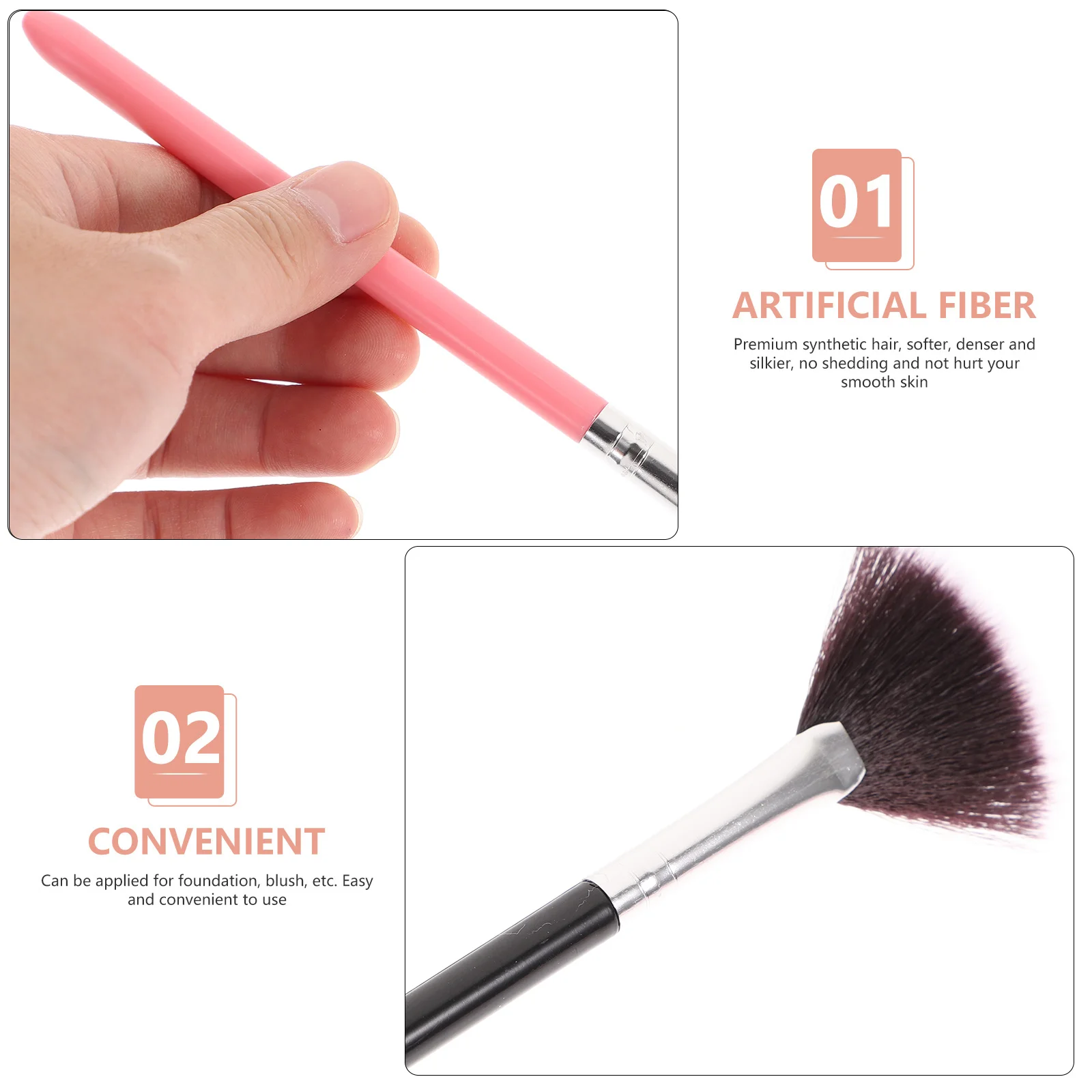 

4Pcs Professional Fan Shape Makeup Brushes Long Handle Blusher Powder Brush Soft Nylon for Cosmetics Makeup Cosmetics Brush