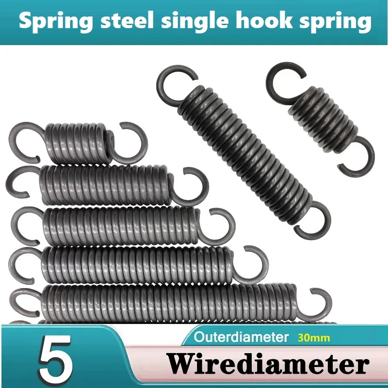 

Spring steel single hook spring, Tension spring,Wire Dia 5mm,Outer Dia 30mm,Length100/120/150/180/200/220/250/280/300mm.