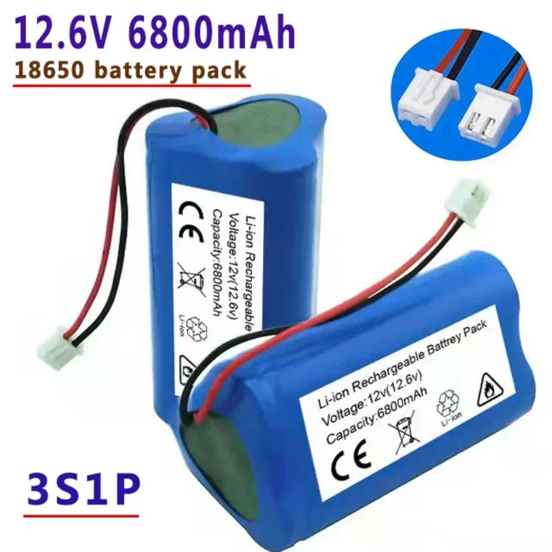 New 12V 6800mAh 18650 Lithium ion Rechargeable Battery pack 3S1P Speaker flashlight CCTV Camera GPS search light equipment