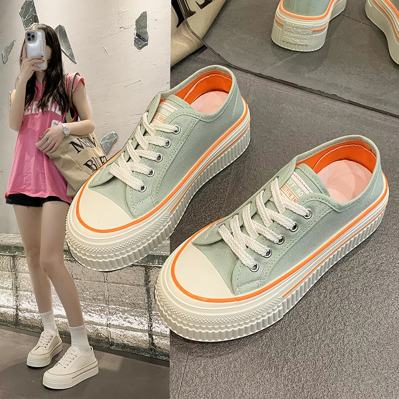 Women'S Shoes For Neuropathy - Women Low-Top Thick-Heel Canvas Shoes for