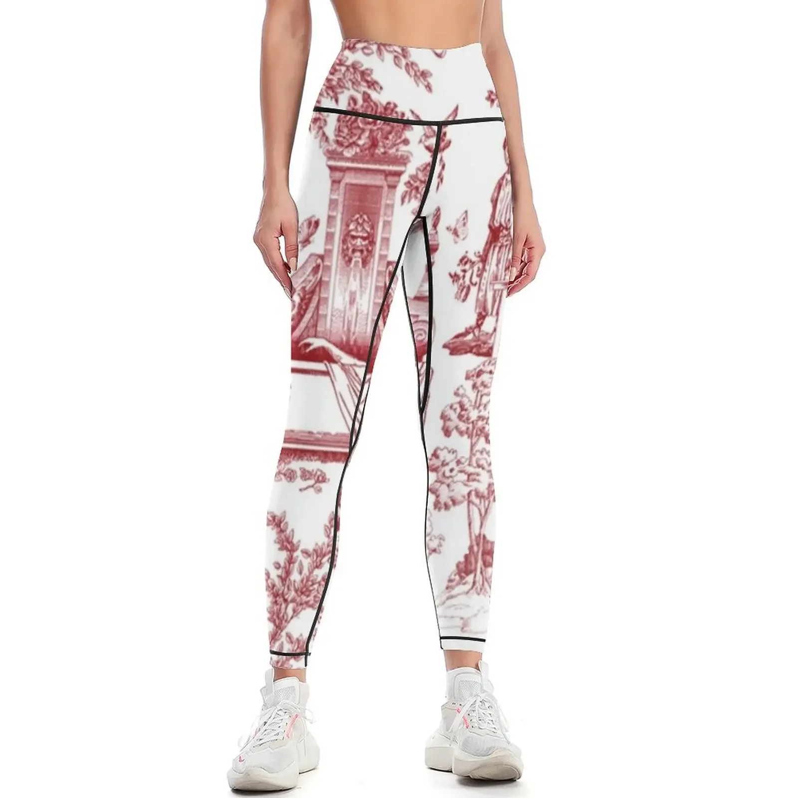 

Red Toile Pattern Design Leggings Women's sports gym sportswear woman Sports pants woman Jogger pants Womens Leggings