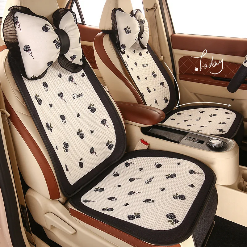 

2024 Cute Car Seat Cushion Pad Fashion Breathable Good Touch Car Seat Cushion Cover Anti Slip Dust Proof Interior Accessories