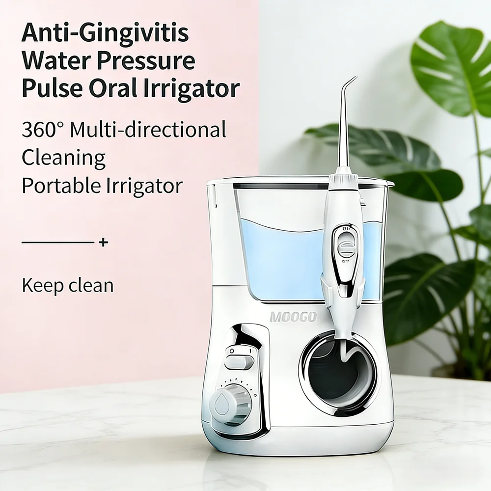 

800ML Capacity Electric Oral Irrigator 10 Modes Countertop Teeth Cleaner Professional Dental Care Tool with 5 Tips