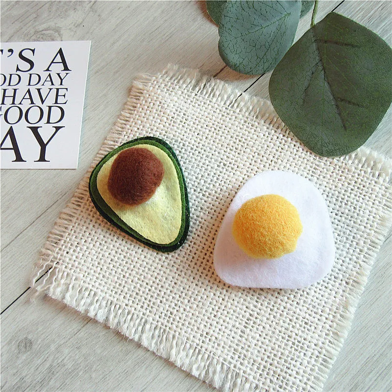 Early autumn fruit avocado poached egg wool felt all-match parent-child side clip hair accessories