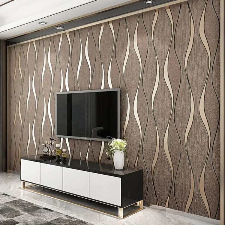 

3D Wallpaper Stripe Wallpaper Living Room Background Wallpaper Curve TV Background Decoration Salon Maison Luxe