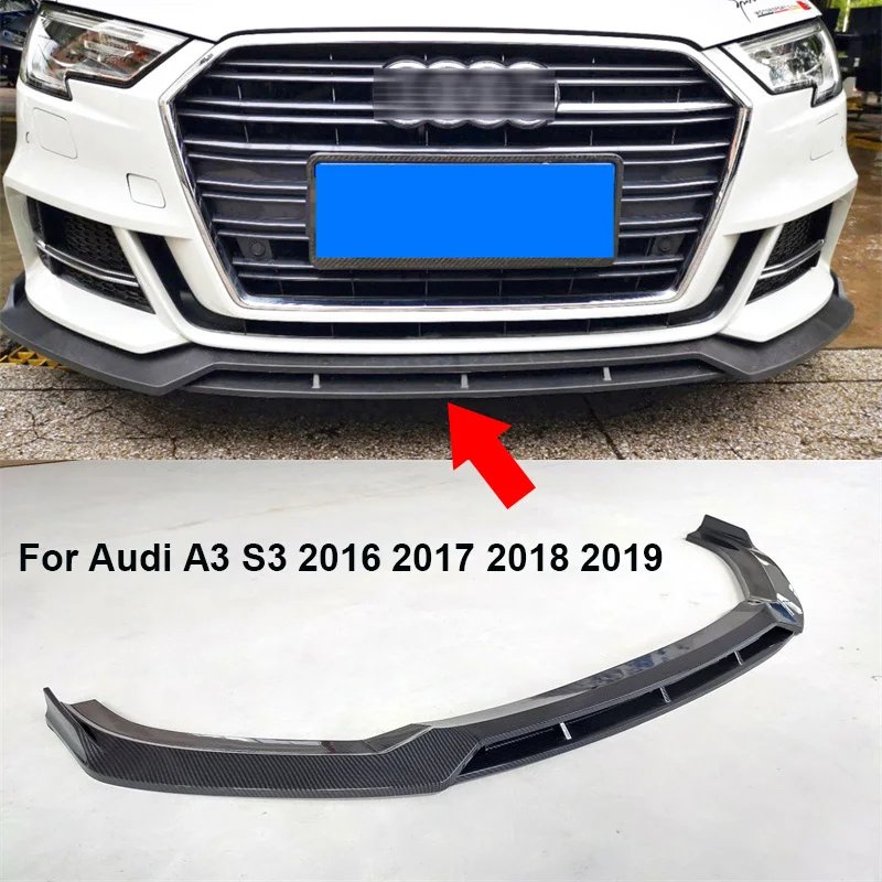 

For Audi A3 S3 2016 2017 2018 2019 Deflector Guard Decoration Styling Front Bumper Lower Chin Lip Splitter Diffuser Kit Spoiler