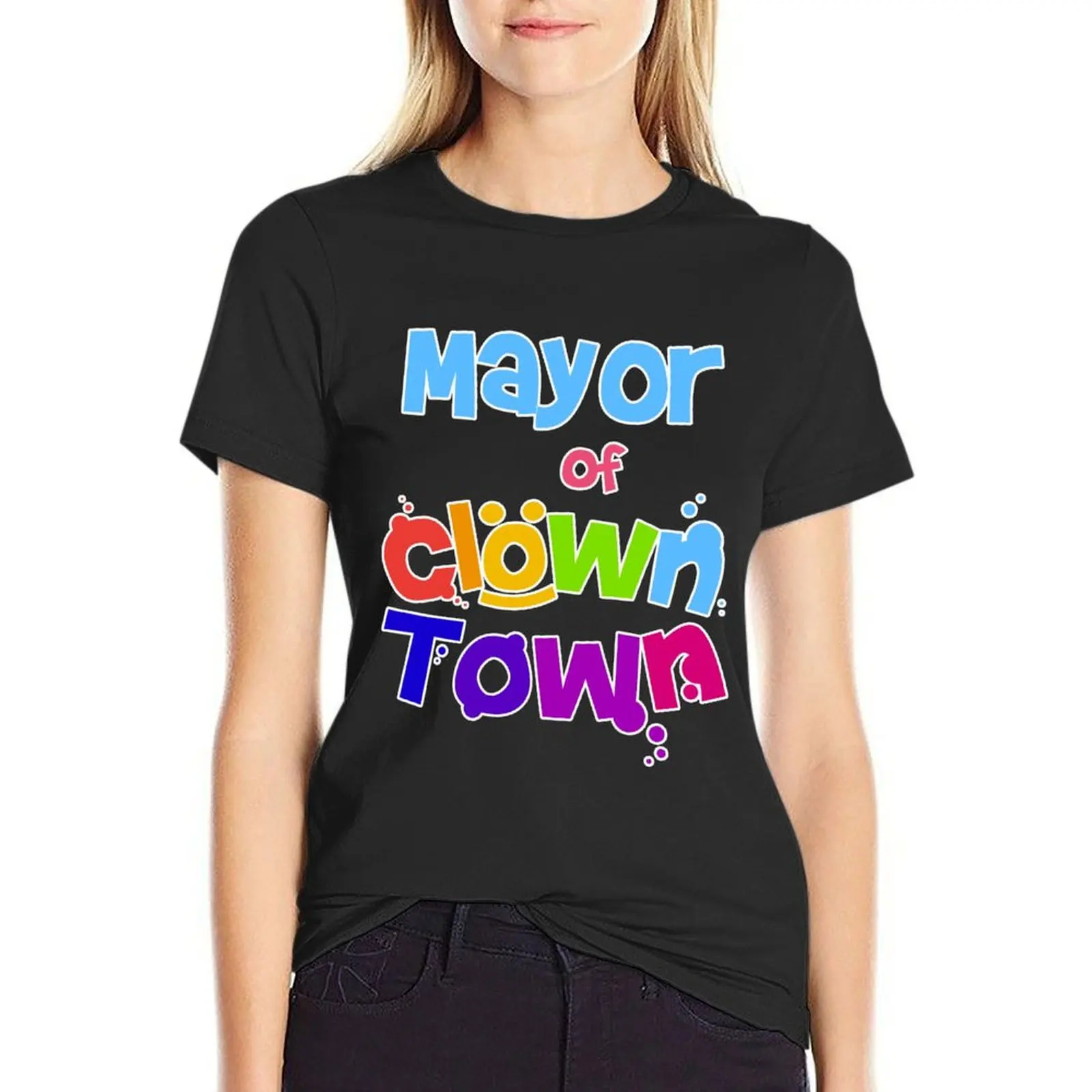 Mayor Of Clown-Town T-Shirt korean fashion Short sleeve tee cute clothes vintage clothes cat shirts for Women