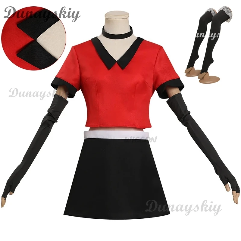 

Anime Charlie Morningstar Cosplay Hazbin Cos Hotel Fantasia Costume Disguise for Adult Women summer Uniform dress Halloween Suit