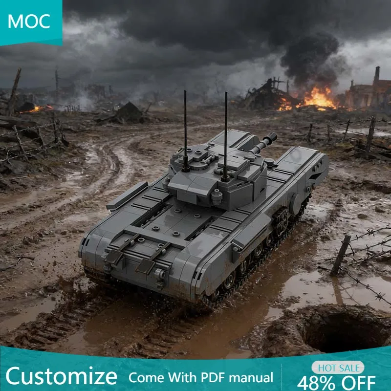 

1273 PCS War series WW2 Churchill Mark VII British Tank MOC Customize Modular Building Block Educational DIY Assembly Toy Gift