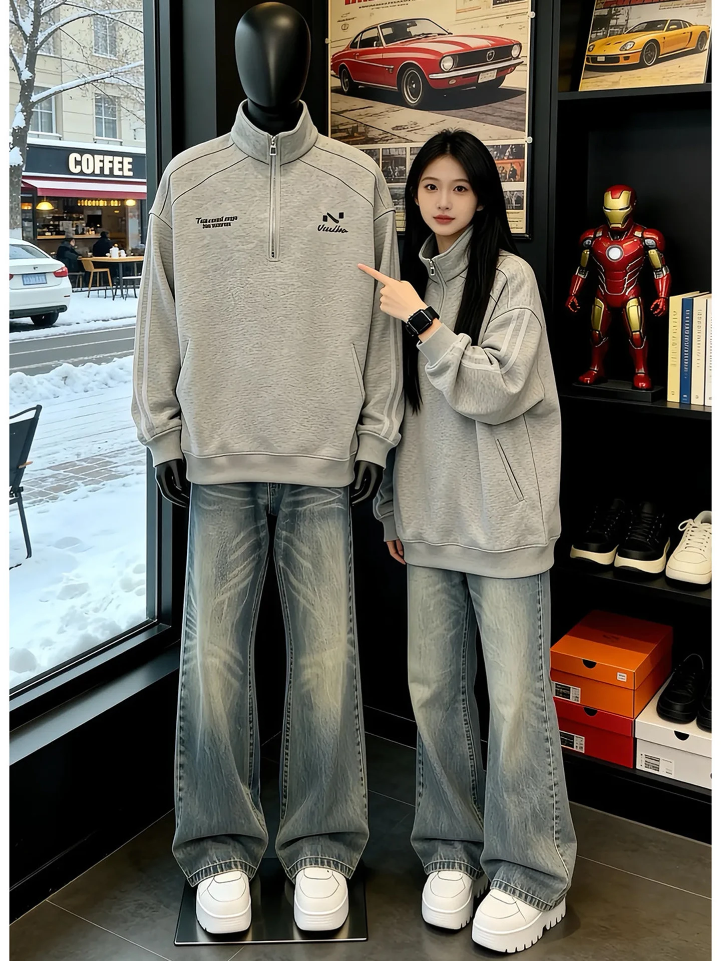 

Retro High Waist Straight Leg Blue Jeans Men's Sle American Vibe Teens High Waist Slimming Straight Cut Casual Jeans