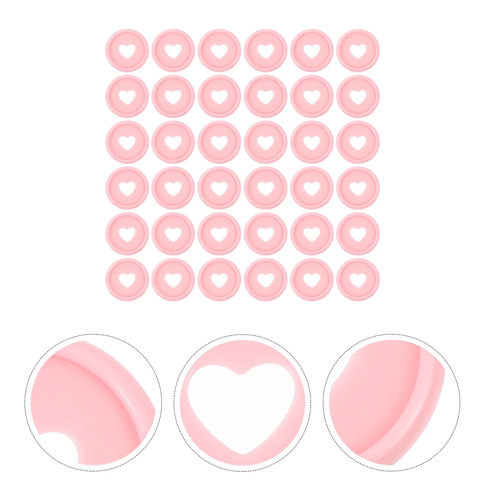 

50pcs Pink Heart Shaped Mushroom Hole Binder Discs 24mm Plastic Loose Leaf Notebook Binding Supplies Student Office Use