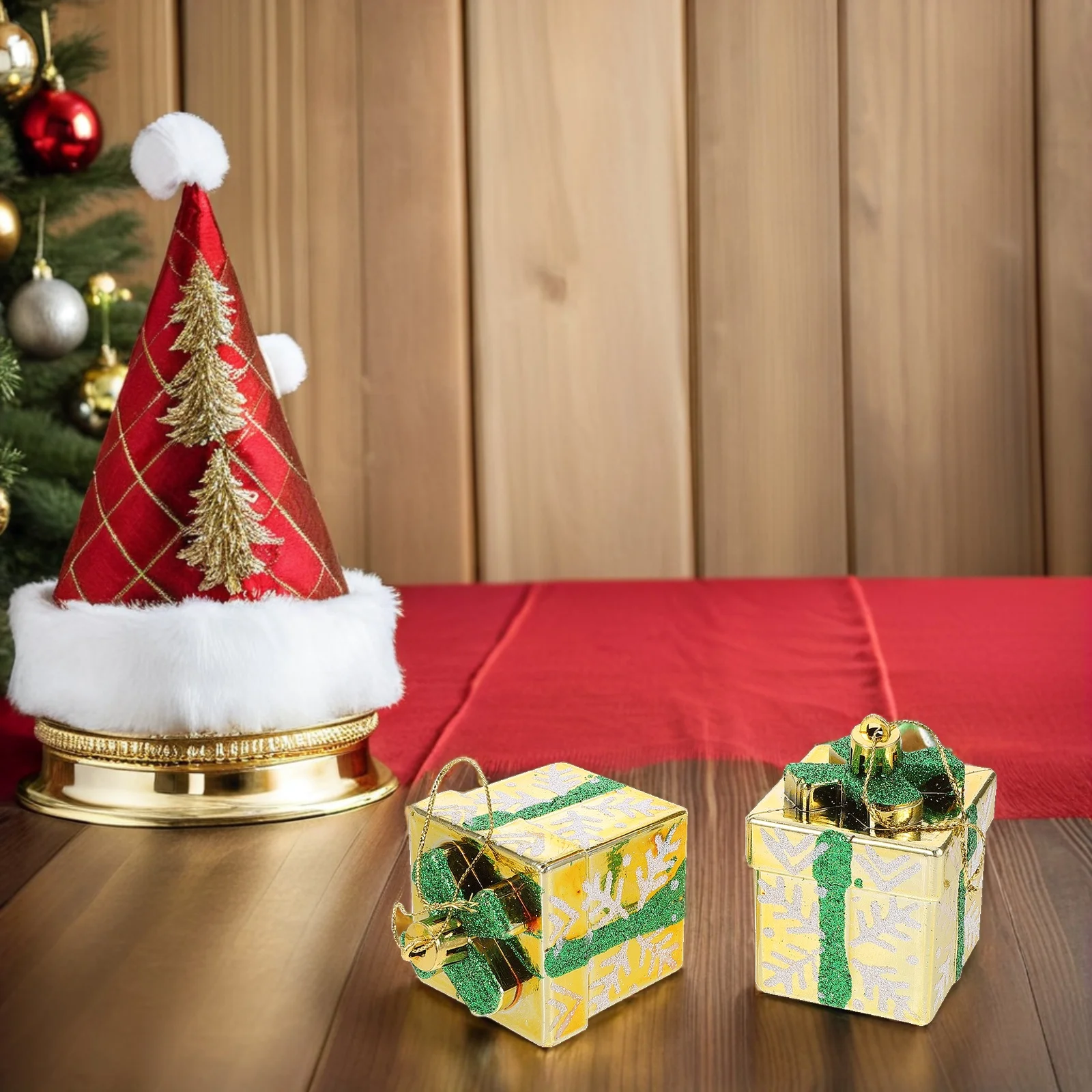 

4 Pcs Christmas Decor Mini Present Boxes Tree DIY Hanging Decors Ornament Material