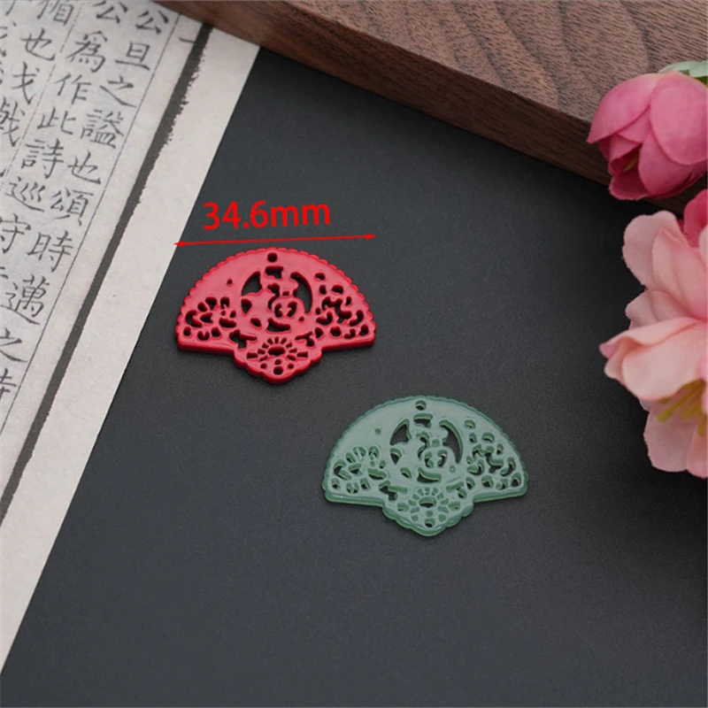 10Pieces New Creative Acetic Acid Geometric Fan Charms Connectors Diy Pendant Earrings Hairpin Jewelry Making Resin Accessories
