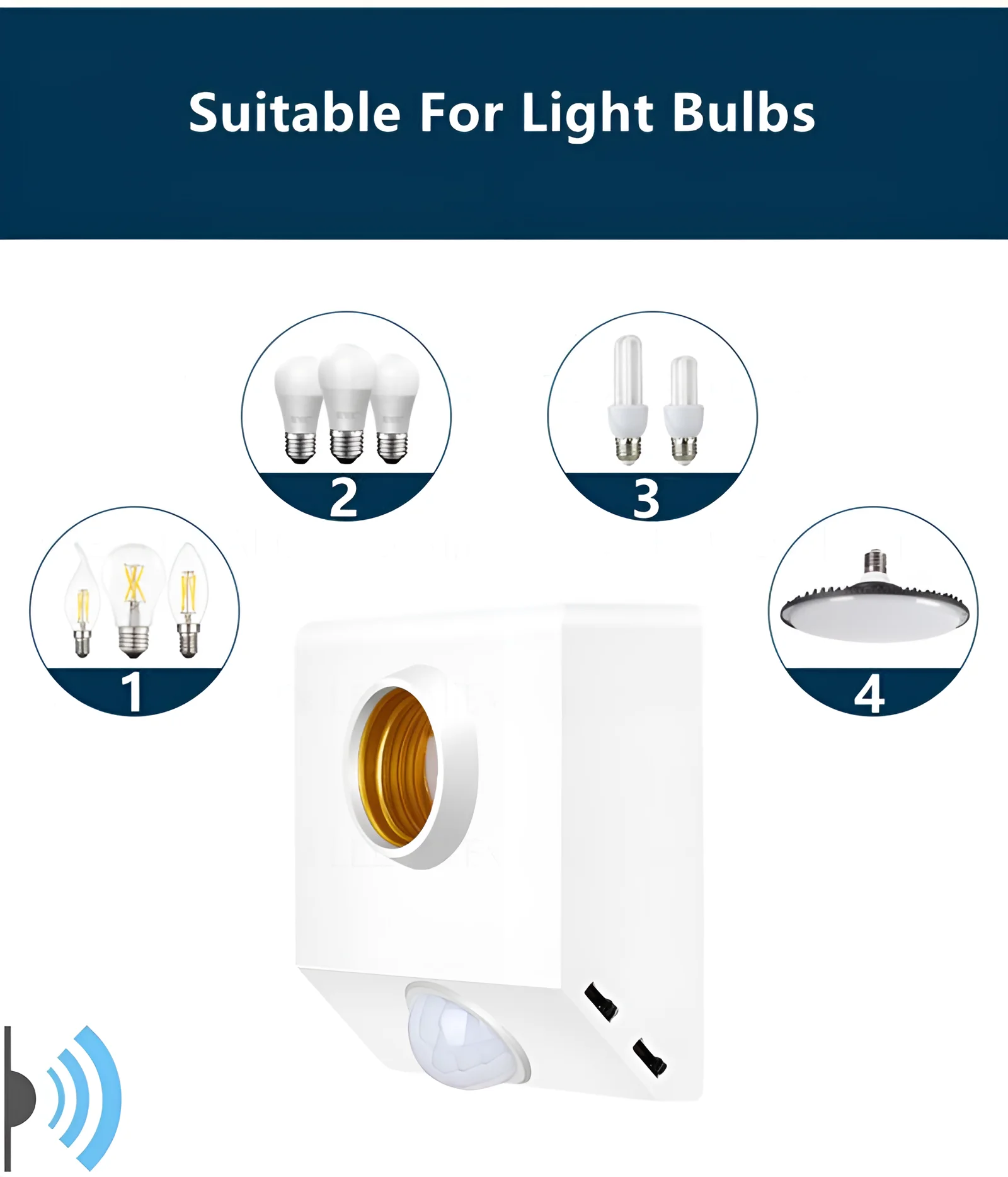 LED Smart 110V 220V PIR Induction Infrared Motion Sensor E27 LED lamp Base Holder With light Control Switch Bulb Socket Adapter