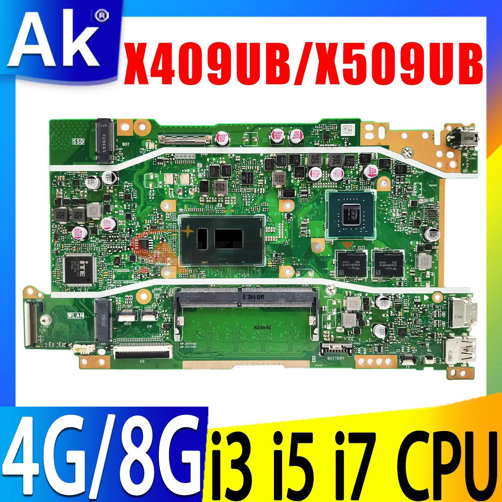 

Шэньчжэнь Материнская плата ASUS X409UB X509UB A409U A509U F409U F509U X409UJ X509UJ материнская плата для ноутбука 4417U i3 i5 i7 CPU 4 ГБ 8 ГБ