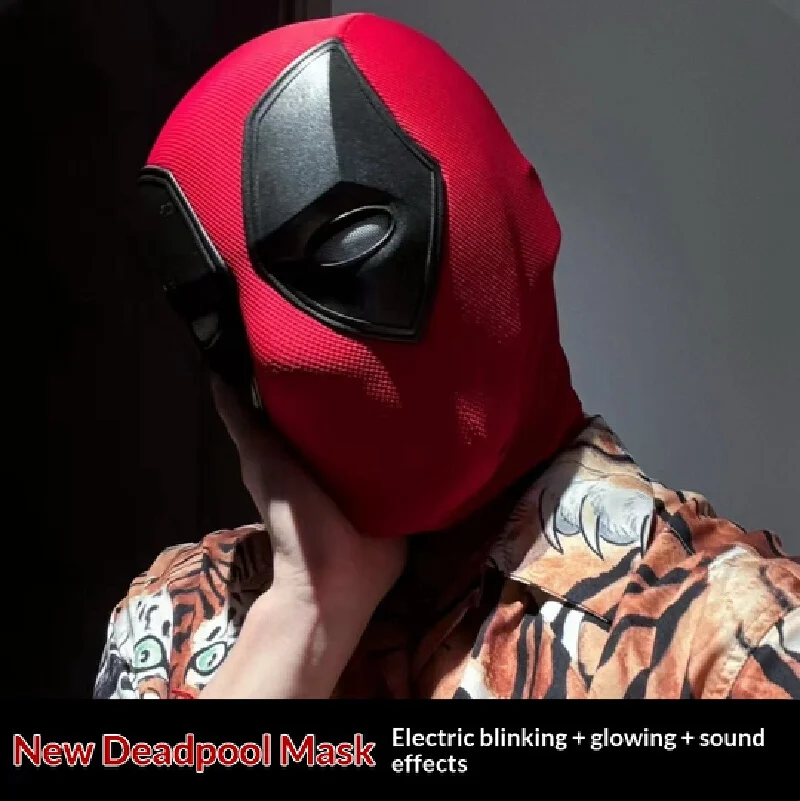 

Deadpool Full Head Mask Marvel X-Men Remote Controlled Light Up Wearable Cosplay Costume Blinking Sound Effects Halloween Party