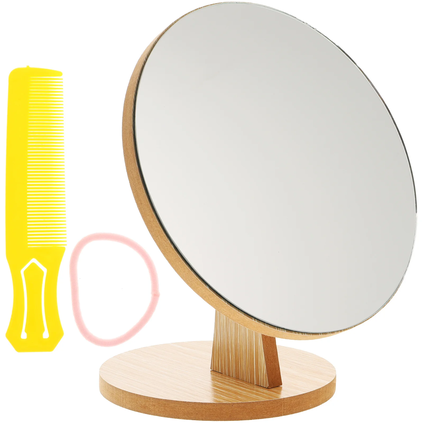 

Lighted Vanity Mirror LED Rotating High-definition The Circle Wood Dressing Table Travel