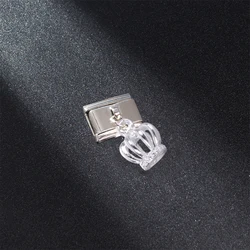1pcs New Fashion Original crown Shiny Italian Charm Fit 9mm Bracelet Stainless Steel Jewelry Making