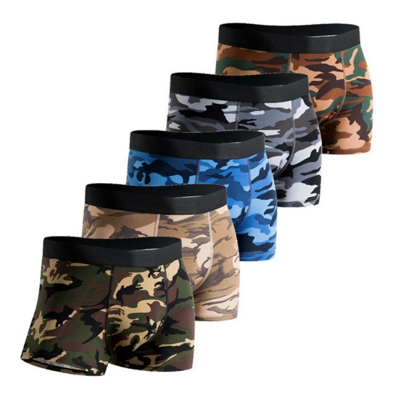 5pcs/lot Men\'s Panties Luxury Pouch Bulge Underpants Man Boxers Camouflage Boxer Shorts Mens Cotton Breathable Underwear For Men