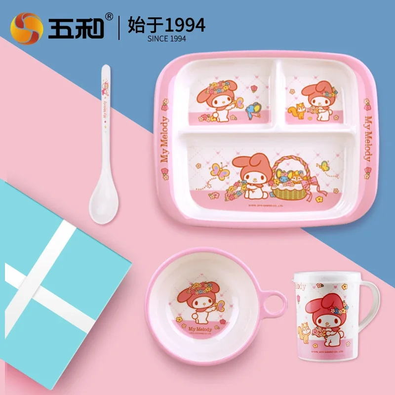 Vaisselle pour enfants Sanrio My Melody, assiette à salade sans BPA, assiettes à manger, bol à salade, tasse d'eau de dessin animé, vaisselle Anti-chute