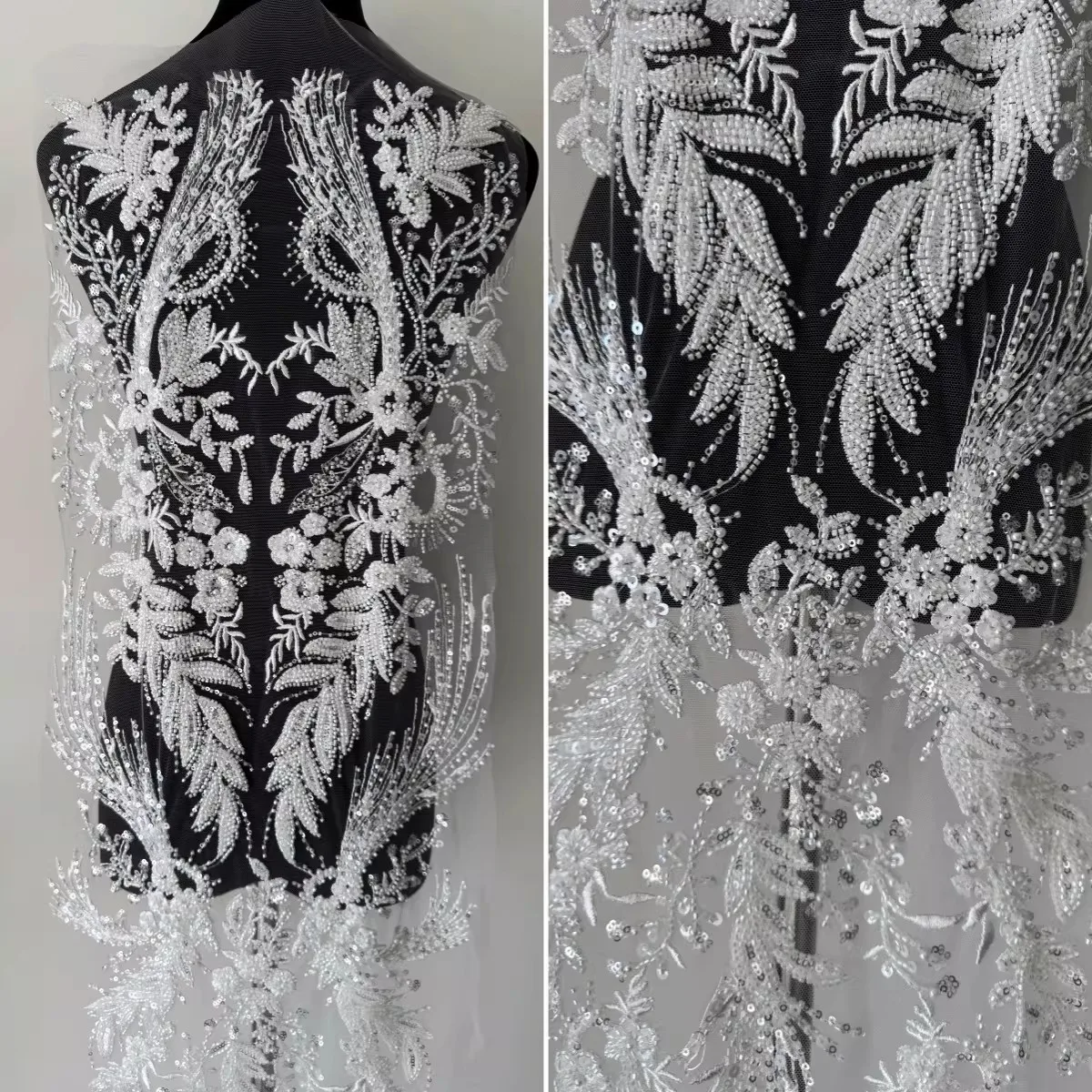 

1pcs Fashionable shiny bead lace patches for Clothing Luxury Wedding Lace Beads patch DIY design for party dresses patches